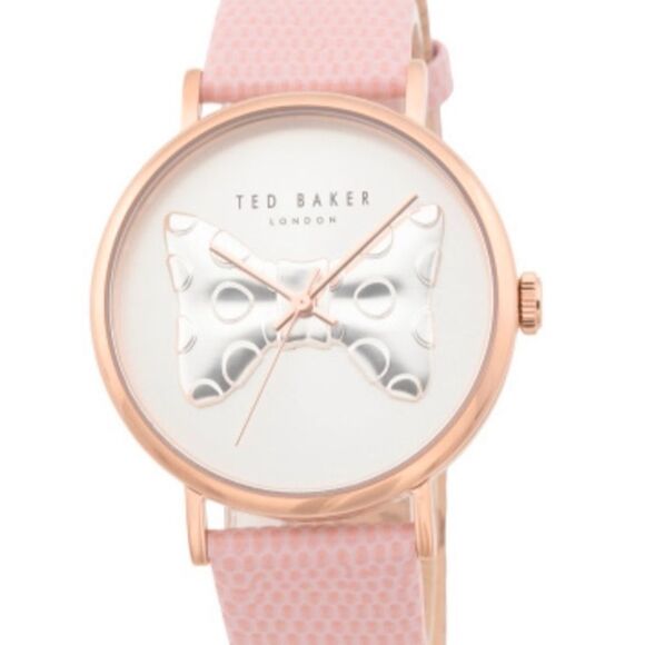 Ted Baker Phylipa Pink Silver Rose Gold Iconic Bow Leather Strap Quartz Watch main image 16